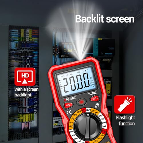 Image of ANENG Multimeter with Backlit LCD,Ohm Volt Amp Meter,Non Contact Voltage Tester Measures DC AC Voltage,Current,NCV,Resistance,Capacitance,Diodes,Flashlight Electric Tools for Automotive Battery Test