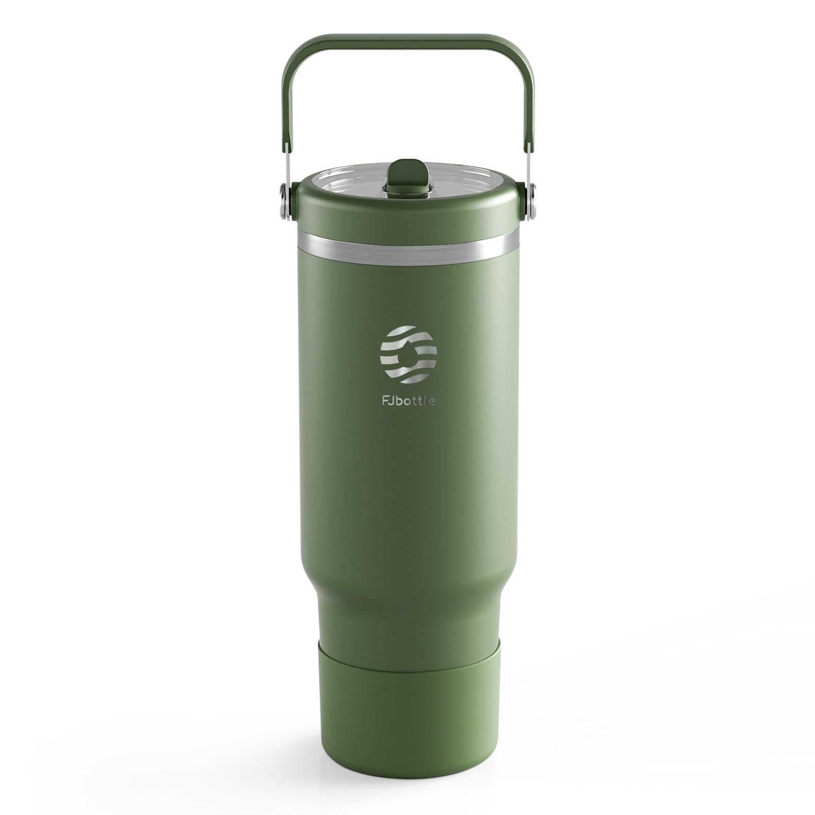Fjbottle Trinkflasche mit Strohhalm 1200ML - Thermosflasche 12 Std Kalt - Auslaufsicher Kaffeebecher to Go - BPA Frei Wasserflasche auch für Auto Thermobecher