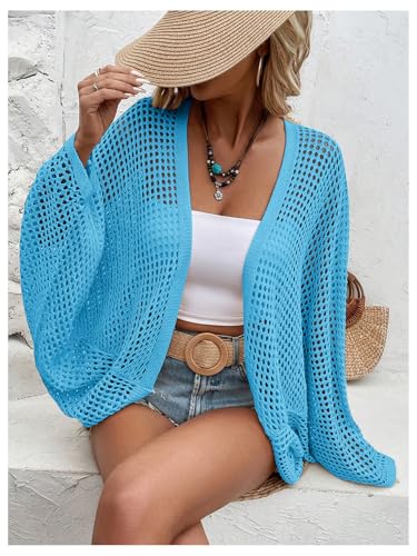 Image of Verdusa Women's Oversized Summer Cardigan Lightweight Sweater Crochet Knit Beach Cover Up Spring Vacation Outfits