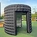 Vinfgoes 10ft Diameter Round Inflatable LED 360 Photo Booth Enclosure with Led Light, Air Blower Photo Booth Backdrop for Wedding, Birthday, Exhibition, 2 Doors