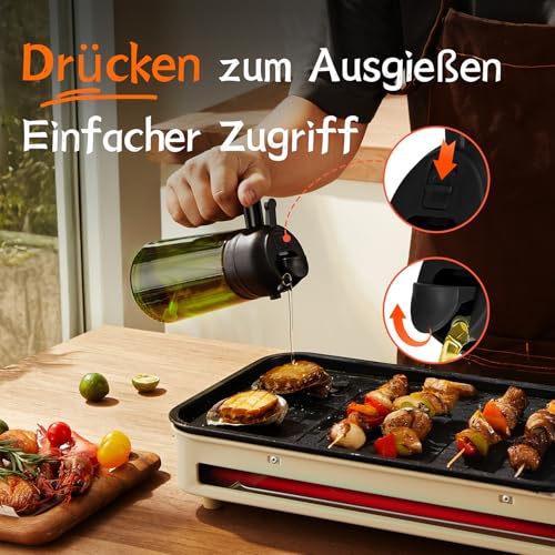 TrendPlain 16oz Ölsprüher für Speiseöl – 470ml Olivenöl Flasche – 2-in-1 Ölspender und Ölsprüher – Küchen Gadgets für Kochen… – Ansicht 5