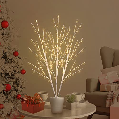 Bexdir Lighted Birch Tree, 24In 30000H Warm White Led Birch Tree With 180 Birch Tree Lights, Artificial White Birch Tree With Lights Decor Christmas, Party, Wedding, Bedroom, Vase, Home (Plug In) #TOP5