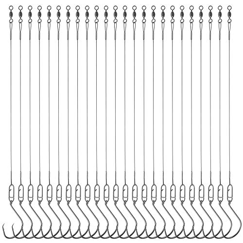 Saltwater Circle Hook Rigs,Steel Fishing Wire Leaders Rig with Offset Circle Hooks Catfish Hooks Rig Pre-Rigged Fishing Leader Hook Rigs for Bass Catfish