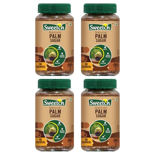 Image of Sweetch Natural Palm Sugar 350 gm Each Jar Natural Healthy Replacement for Sugar, Contain Minerals, Low GI, No Chemical & Free Flow | For Baking & Cooking (Pack of 4)