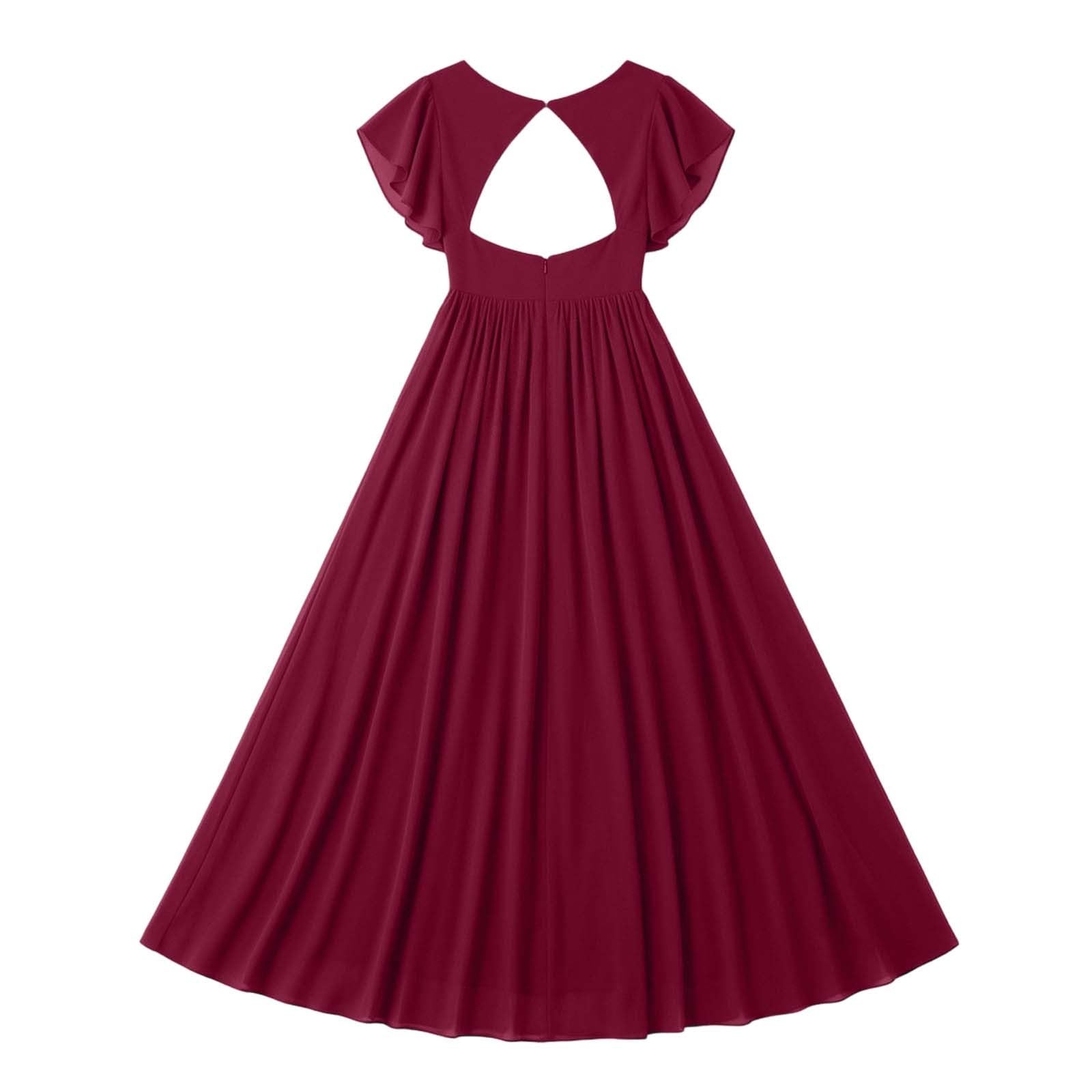 Vestido de noche para mujer, largo, elegante, de gasa, para bodas, con cuello en V, línea A, vestido de baile, vestido de dama de honor, vestido de dama de honor, vestido de fiesta, vestido de fiesta