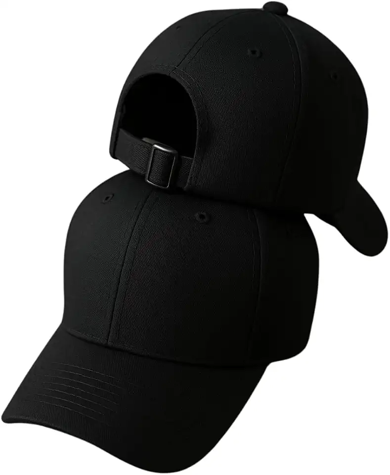 Boné Liso Preto Básico Ajustável de Fita Aba Curva Strapback