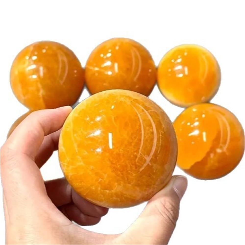 Adornos de esferas de circonita cúbica amarilla de cera de abejas pulida con cristal natural | Decoración de bolas de cristal amarillo pulidas a mano(7-8cm)
