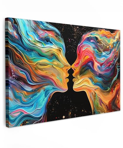 MuchoWow© Leinwand Groß 120x80 cm XXL Deko Schlafzimmer Aesthetic Leinwandbilder Wohnzimmer Gemälde Foto Geschenk Living Room Decoration Kunst - Menschen - Modern - Schwarz - Liebe