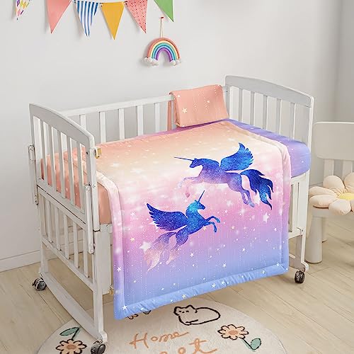 Image of Crib Bedding Set,3pcs Nursery Crib Bedding with Comforter Crib Sheet & Crib Skirt,Sparkle Unicorn Printed Nursery Bedding for Baby Boys and Girls(Sparkle Unicorn)