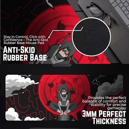 Image of MASIPICKS - XXL Size Anime & Gaming Mouse Pad [Rubber Base] | Mouse Pad (31 x 12 Inches) 3mm Desk Mat (Sharingan)