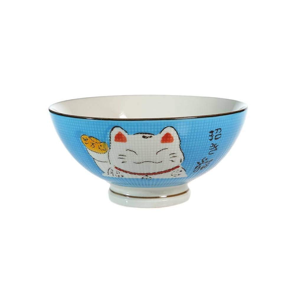 Lachineuse, Ciotola Di Noodle, Modello di gatto Maneki Neko, Blu, confezione da 2