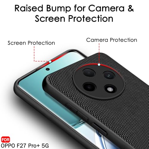 Image of TheGiftKart Back Cover Case for Oppo F27 Pro Plus 5G | Slim & Lightweight | Ultra-Premium Design | Camera Protection Bump | Fabric Texture Case Cover (PC & TPU, Black)