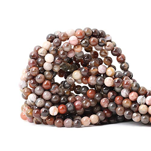 Cheavian 60Pcs 6Mm Natural Silicified Wood Jade Gemstone Round Loose Beads For Jewelry Making Diy Findings 1 Strand 15" #TOP4