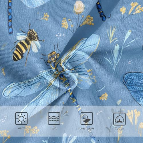Wusikd Dragonfly Girls' Underwear Cotton Bees Blue Girls Briefs Soft Toddler Underwear 2T3
