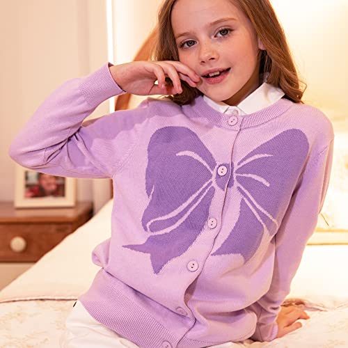 Image of BOBOYOYO Girls Cute Cardigan Cotton Girls Button Up Sweater Knit Jacket | Long Sleeve Crew Neck Kawaii Clothes for Casual School Wear