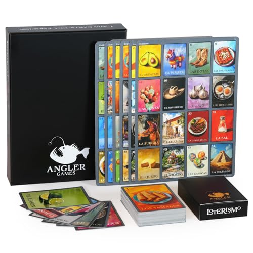 Angler Games LOTERISMO Lotera Reimagined Featuring 54 All-New Cards with Food Characters & Icons from Mexican Culture (15 Players)