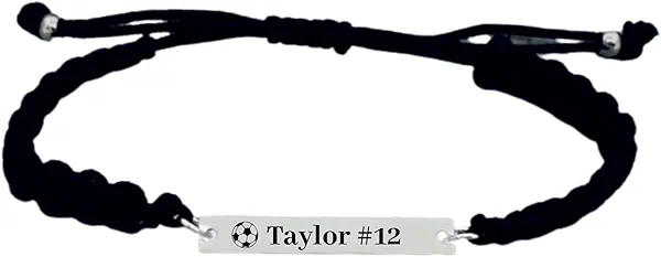 Personalized Soccer Gift, Engraved Soccer Adjustable Rope Bracelet, Soccer Jewelry, Soccer Player Gift Soccer Team Gift