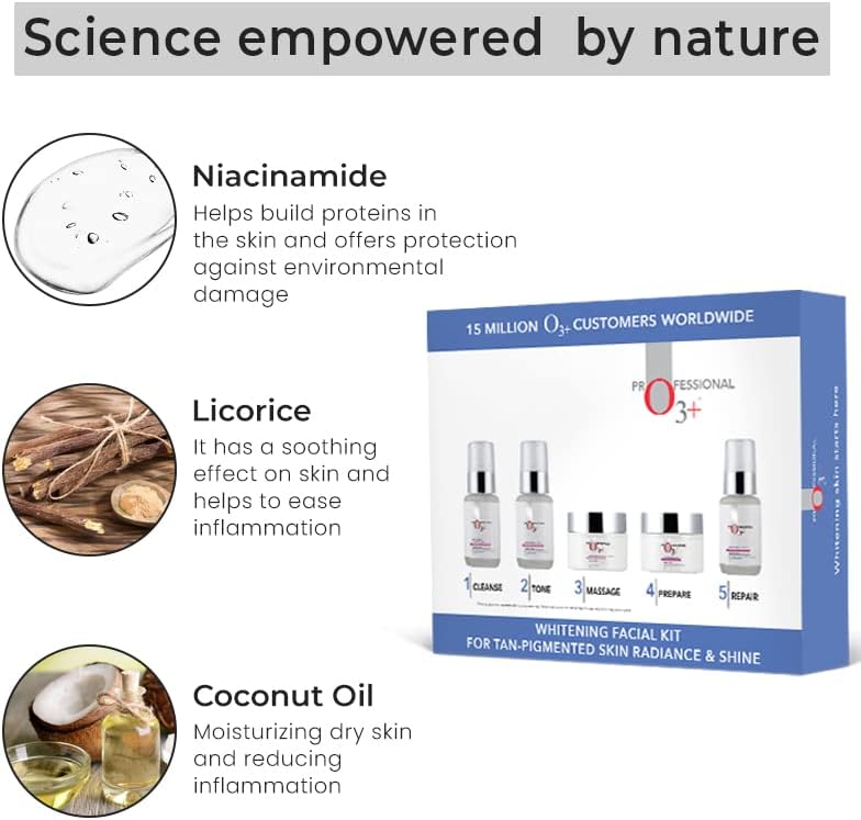 O3+ Whitening Facial Kit for Tan-Pigmented Skin Radiance & Shine (Regular Pack)