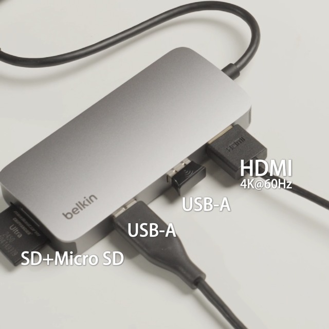 Amazon | Belkin Connect USB-C ハブ 5-in-1 DDR200対応 メモリカード2