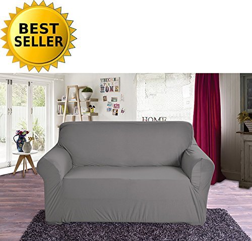 Elegant Comfort Collection Luxury Soft Furniture Jersey Stretch SLIPCOVER, Loveseat Gray