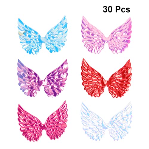 HEALLILY 30pcs Iridescent Angel Wing Fabric Embossed Iridescent Wing Patches for DIY Crafts Hair Accessories Crafts Material Random Color - Image 3