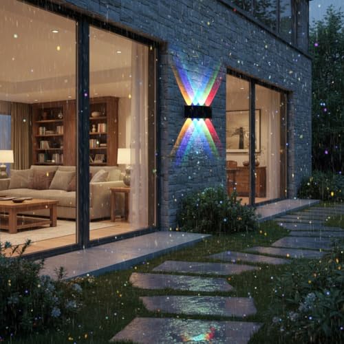 Image of Outdoor Wall Lamp, Weatherproof Exterior Light Fixture (8 Ray Multy)
