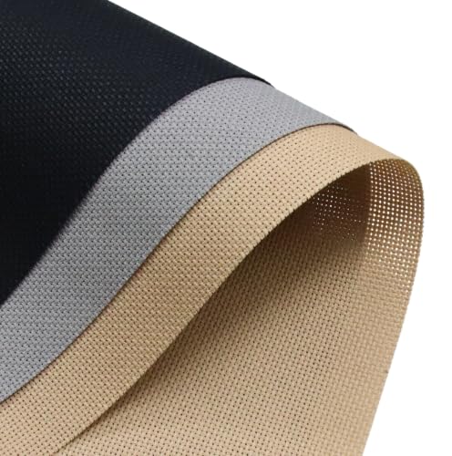 Image of KCS 3 pc of 15 inch x 18 inch(38cmx45cm) 18 Count Cross Stitch Cotton Aida Cloth Needlework Rolled Fabric Box,18CT,Khaki+Medium Grey+Black