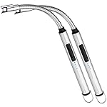 ARECTECH Electric Arc Candle Lighter Flameless Rechargeable USB Long Lighters for Candle Cooking BBQs Fireworks Silver 2 Pack