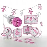 10 pc Baby Girl Pink Shower Party Decorations Decorating Kit