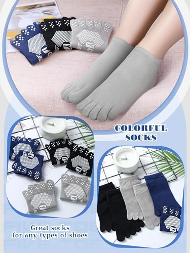 6 Pairs Women Toe Socks Non Slip Yoga Socks with Grip Men Pilates Toe Socks for Dance Gym2
