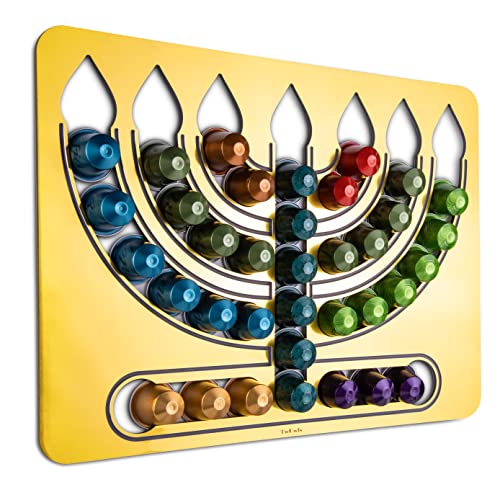 Présentoir capsules Nespresso Menorah Hanoucca d'exception miroir or - 2