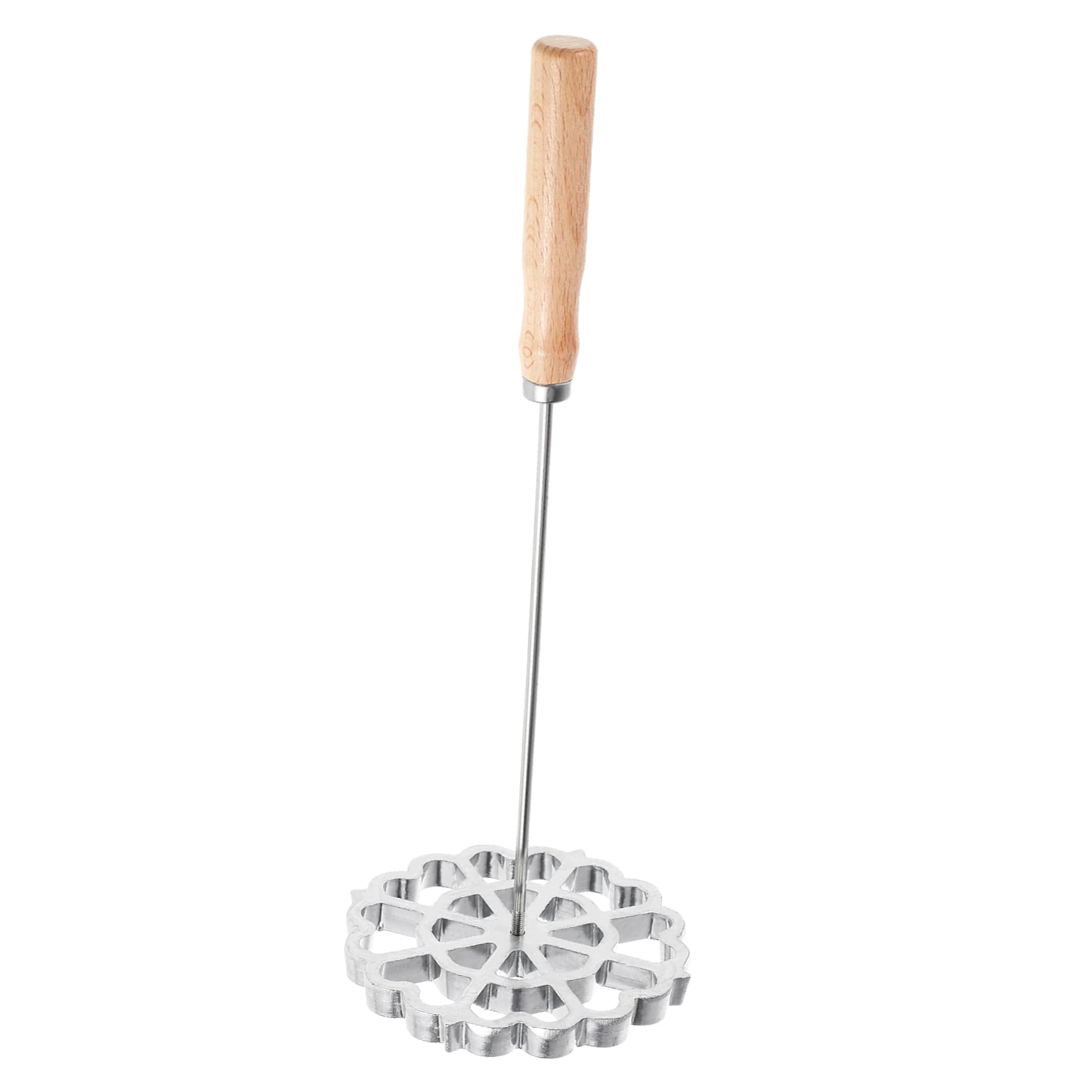 Mestolo da Cucina per Friggere Manico in Legno Leggero e Portatile, Utensile in Lega di Alluminio Argento per Ristoranti e Preparazione di Cibi Fritti