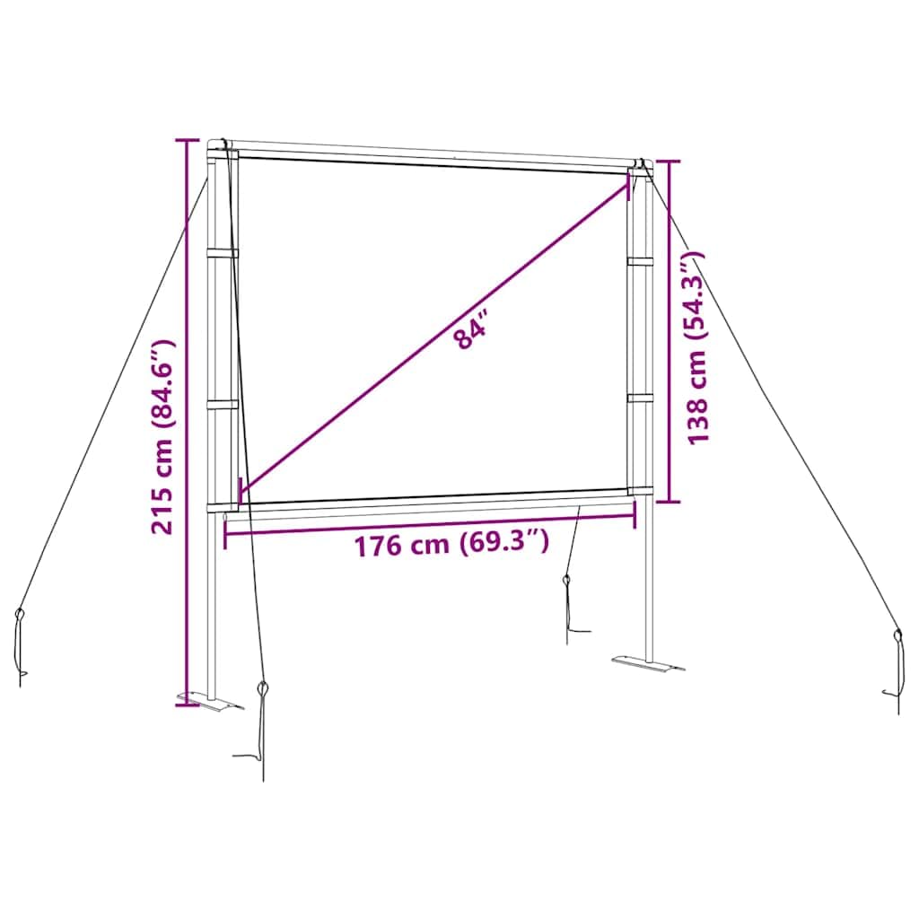 Tidyard Schermo di Proiezione con Supporti 84 Pollici 4:3,Schermo Proiettore con Supporto Portatile,Tela di Proiezione Portatile,Ideale per Home Theatre, Film all’Interno e Esterno