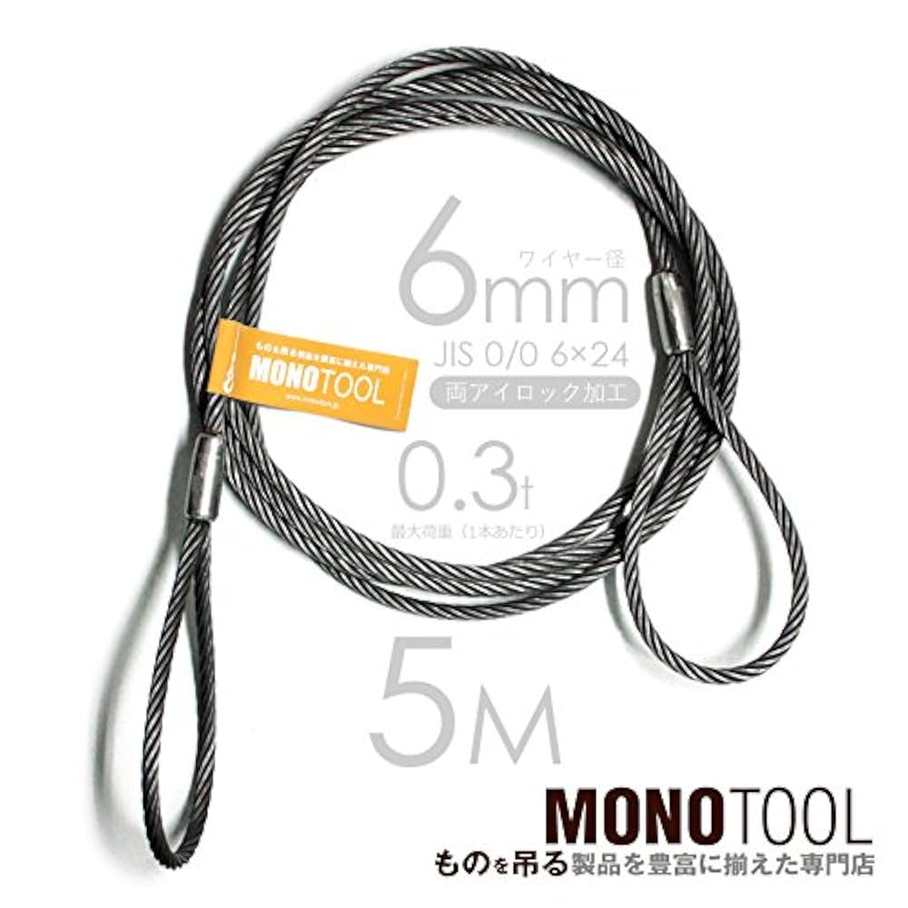 Amazon.co.jp: 玉掛けワイヤー 2本組 ロック止 黒 6mm X 5m