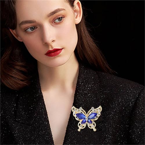 Image of coadipress Butterfly Brooch Pins Chic Romantic Elegant Rhinestone Crystal Insect Brooch Pin Women Corsage Scarf Shawl Clothing Accessories Wedding Party Banquet