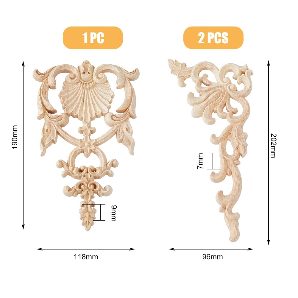 20 Applicci Decorative In Legno Intagliato A Forma Di Fiore – 6,1 Cm, Non Verniciate, Per Mobili, Cornici E Fai Da Te