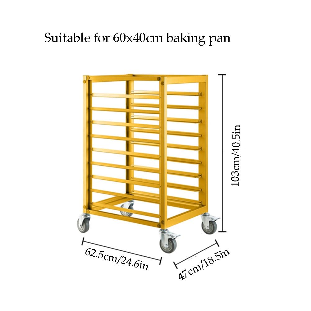 Carro Portabandejas De Acero Inoxidable con Ruedas para Panaderías, Restaurantes Y Hoteles - Equipo Móvil De Catering De Alta Resistencia(Plata - 62,5 X 47 X 103 Cm)