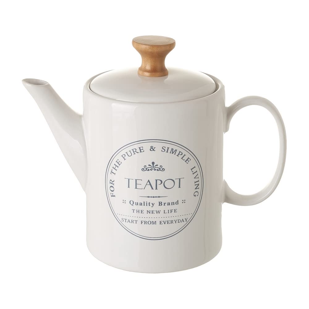 Tetera con tapa de stoneware blanco de 1100 ml - LOLAhome