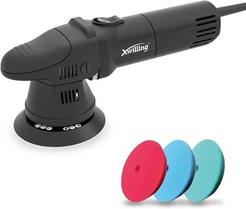 Pulidora de búfer, pulidora orbital aleatoria de doble acción de 5 pulgadas y 0.315 in con 6 velocidades variables 1800-4500 RPM, kit de detalles de