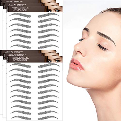 Aresvns 4D Eyebrow Tattoos Stickers 66 Pairs! Newly Improved Beautiful Black Tattoo Eyebrows Waterproof and Long-Lasting 3-5 Days, Eyebrow Transfers,Fake Eyebrows for women