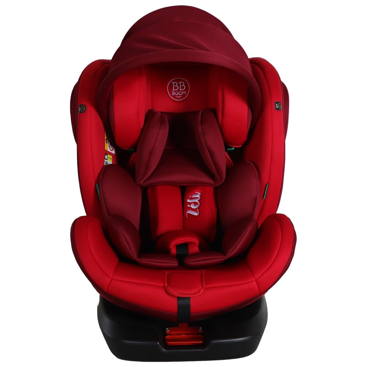 Seggiolino auto girevole a 360° ZELI - i-Size evolutivo da 40 a 150 cm (0-36 kg) - Isofix & Top Tether Rosso con baldacchino