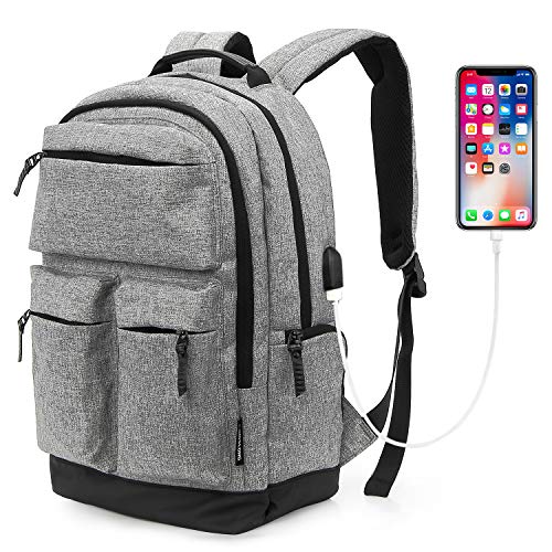 Preisvergleich Produktbild KINGSLONG Rucksack Herren Laptop Rucksack USB-Anschluss Research Rucksack umhängetasche Schulrucksack Outdoor Rucksack Business Rucksack (15,6 Zoll, Hellgrau)