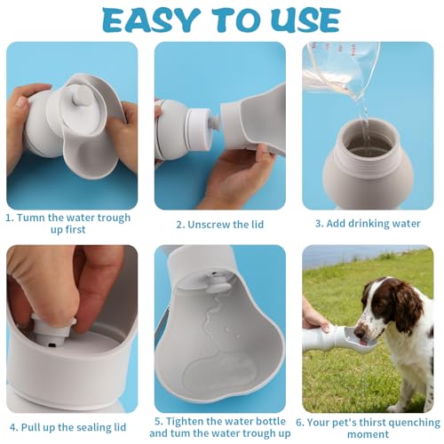 Trinkflasche für Hunde unterwegs 550ml, Mobile Wasserflasche für Hunde, Hundetrinkflasche, Hundeflasche to go, Dog Water Bottle mit klappbarer Trinkschale für Spaziergänge und Reisen