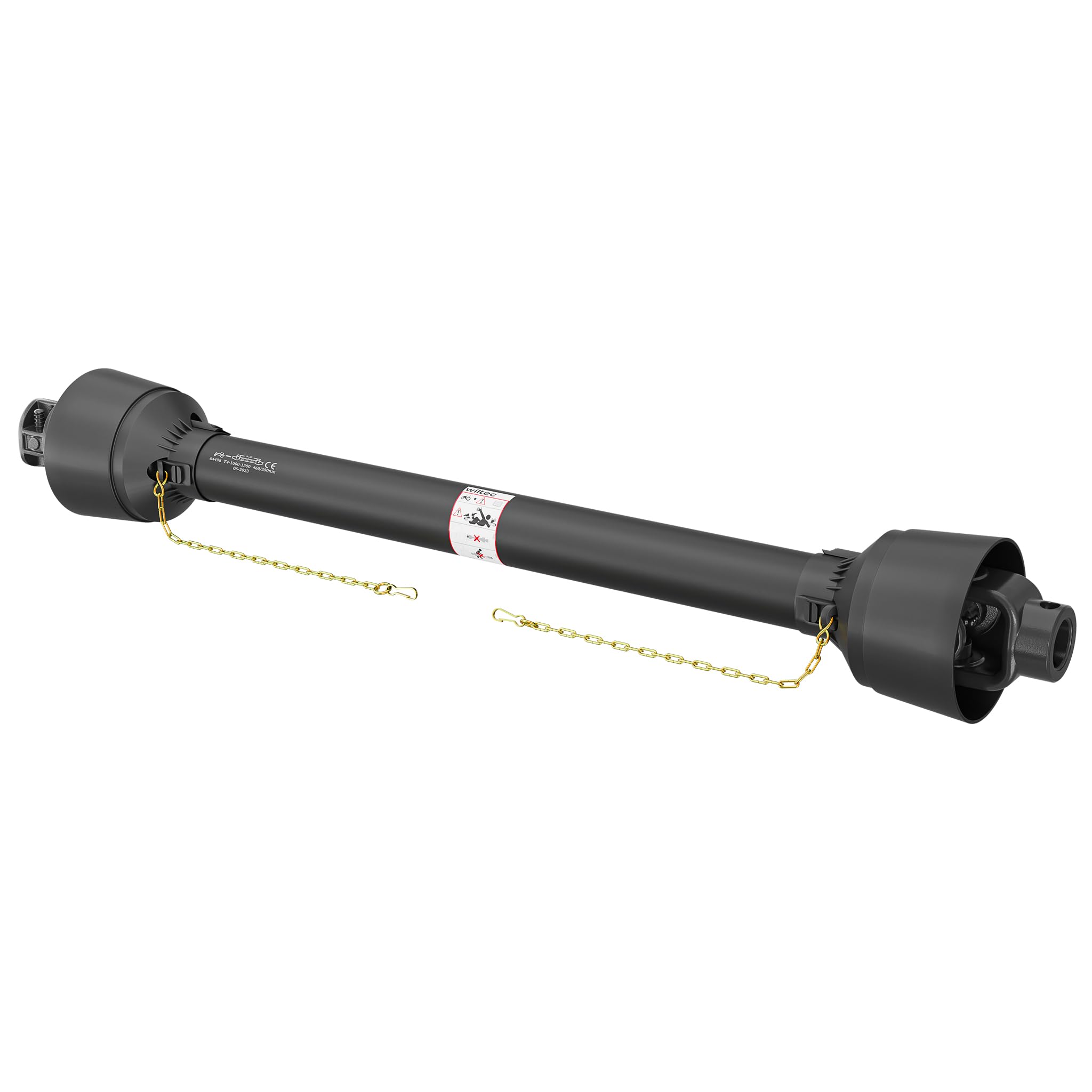 WilTec Arbre Transmission T4 cardan - Longueur 1000-1100 mm / 1 3/8" 6 Dents & 35 mm Rond, Broche 13 mm / 460 Nm / 540 TR/Min / 40 KW (55 CV) - Prise de Force agricole