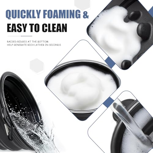 Foldable Shaving Bowl with Carabiner, Silicone Shave Mug for Men, Quick Lather Shaving Cream Bowl, Portable Travel Shaving Soap Bowl, Non-Slip Base, Lightweight Collapsible Design - Image 3
