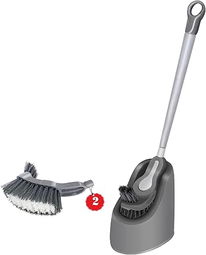 Strictly Smart - Escobilla y soporte para inodoro, calidad premium con reemplazo de cabezal de cepillo Limpieza profunda rápida y fácilmango largo