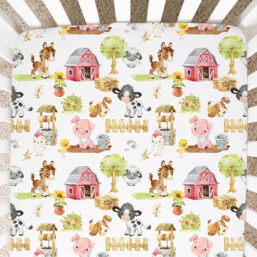 Honey Lemonade - Buttery Soft Rayon Fitted Baby Crib Sheet For Standard Crib Boy Girl Infant Shower Gift Nursery (Farm Animals) #TOP6