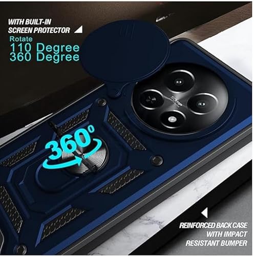 Image of SPAZY CASE Oppo F29 Pro 5G Back Cover | Heavy Duty Hybrid Case with 360 Degree Rotating Finger Ring Holder + Slider Shutter Camera Protection Case for Oppo F29 Pro 5G - Blue