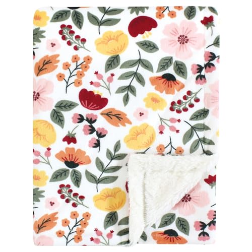 Image of Hudson Baby Unisex Baby Plush Blanket with Furry Binding and Back, Fall Botanical, One Size