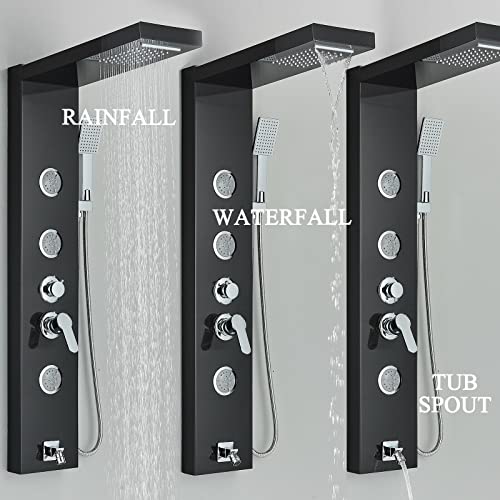 Sistema de Torre de Panel de Ducha de Acero Inoxidable con Lluvia, Cascada y Jets de Masaje Corporal miniatura 2